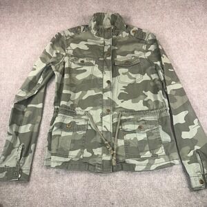 Mudd Womens Camo Utility Jacket Green Camouflage Military Field Coat Size M